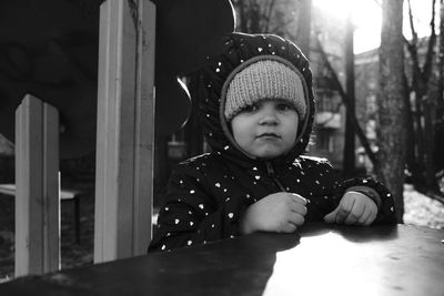 Portrait of cute boy looking at camera