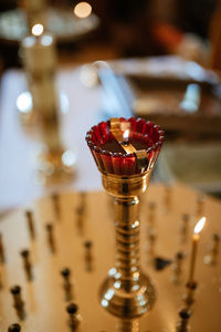 Close-up of dessert on table