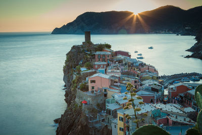 Scenic view of sea during sunset