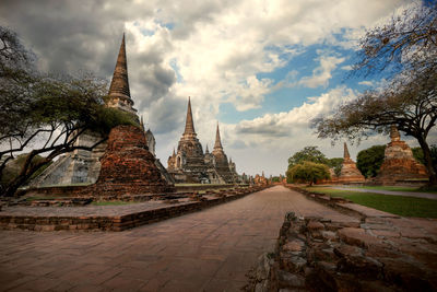 Panoramic view of old temple building against sky