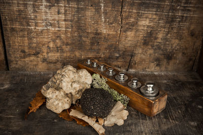 Directly above shot of mushrooms on table