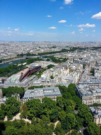 High angle view of city against sky