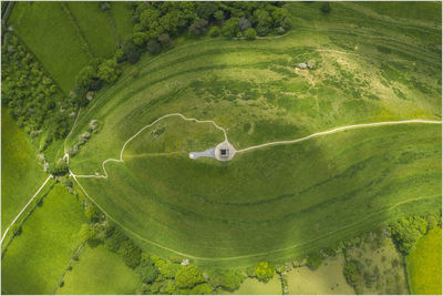 High angle view of green landscape