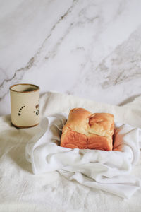 Close-up of breakfast on table