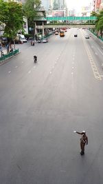 High angle view of man on street