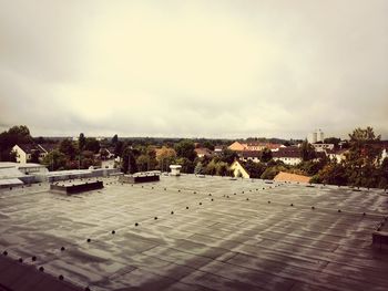 Buildings against cloudy sky