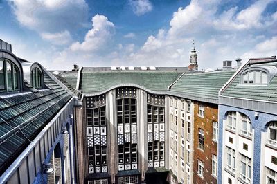 Low angle view of buildings against sky