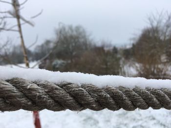 Close-up of rope on snow