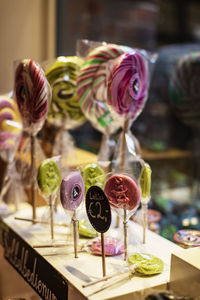 Close-up of flowers for sale on table