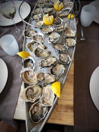 High angle view of food on table