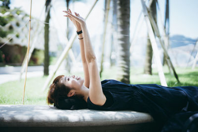 Woman lying on the floor