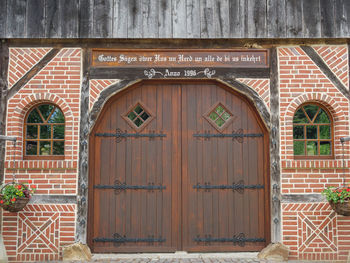 Closed door of building