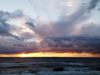 Scenic view of sea against sky during sunset