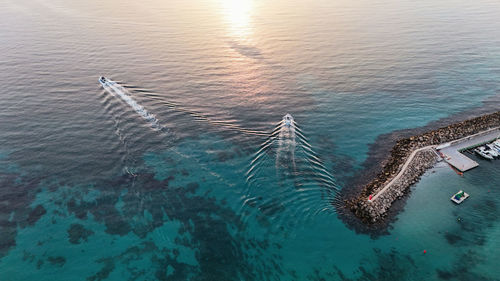 High angle view of sea