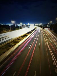 Light trails in city at night