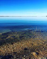 Scenic view of sea against blue sky