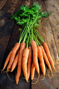 High angle view of vegetables on table