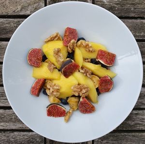 High angle view of breakfast in bowl on table