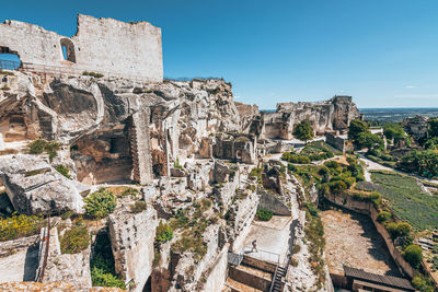 Aerial view of old ruins against sky