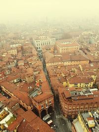 High angle shot of townscape against sky