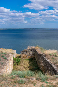 Ancient greek colony olbia on the banks of the southern bug river in ukraine on a cloudy summer day.