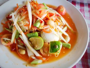 High angle view of salad in bowl