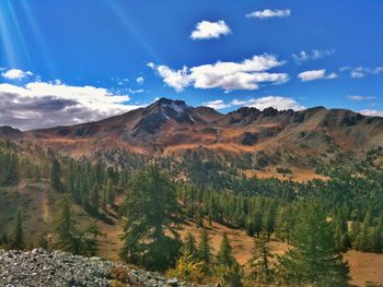 Scenic view of mountains against sky