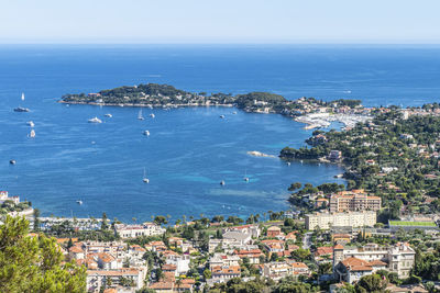 Aerial view of saint-jean-cap-ferrat with the blue sea and beautiful beaches