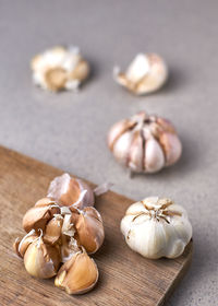 Close-up of garlic on table