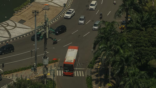 High angle view of traffic on road