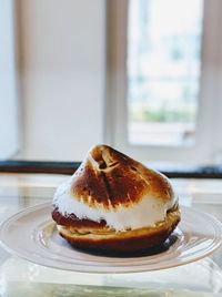 Close-up of dessert in plate on table