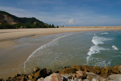 Scenic view of beach against sky