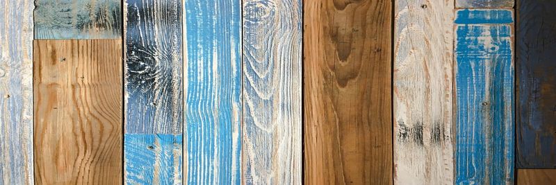 Full frame shot of blue wooden door