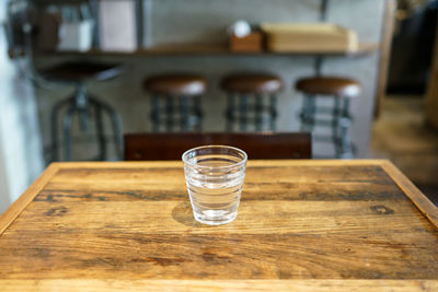 Glass of water on table