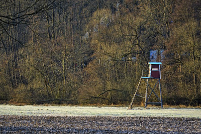 Built structure on field during autumn