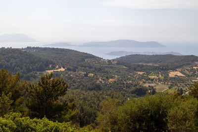 Panoramic view on the landscape southwest of the capital rhodes and on the aegean sea