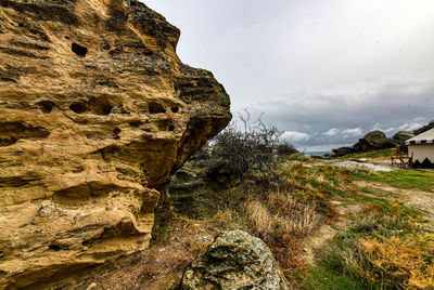 Scenic view of land against sky