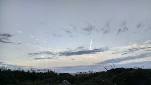Vapor trail in sky