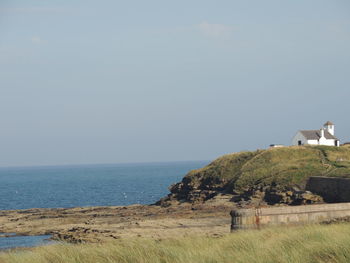 Scenic view of sea against clear sky