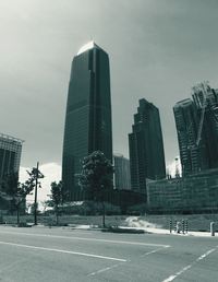 Low angle view of skyscrapers against sky