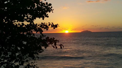 Scenic view of sea at sunset