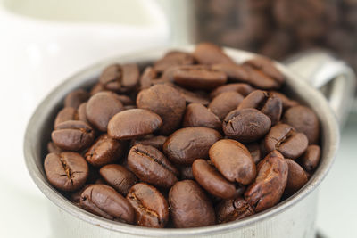 Close-up of coffee beans in bowl