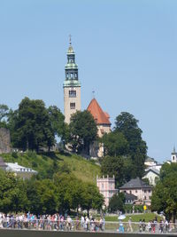Group of people in front of building