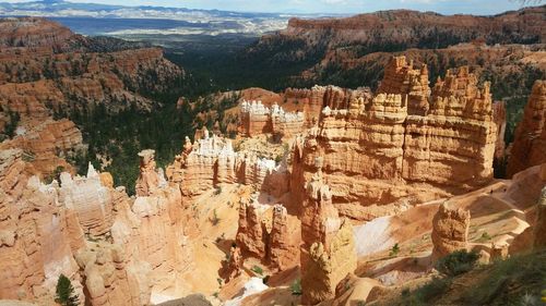 High angle view of rock formations at bryce canyon national park