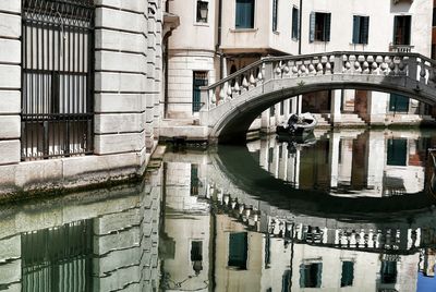 Reflection of old building in canal