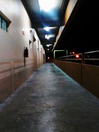 Illuminated corridor at night