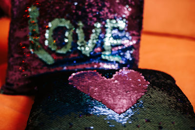 Close-up of heart shape on table