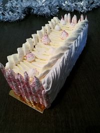 High angle view of cupcakes on table