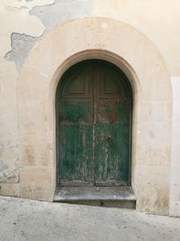 Closed door of old building