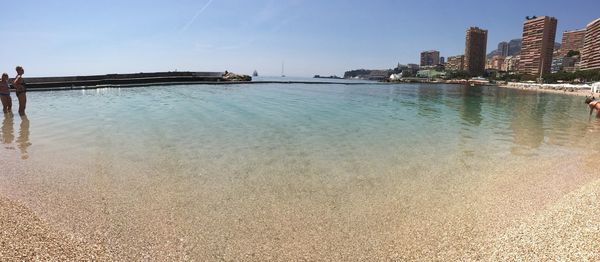 View of sea against blue sky